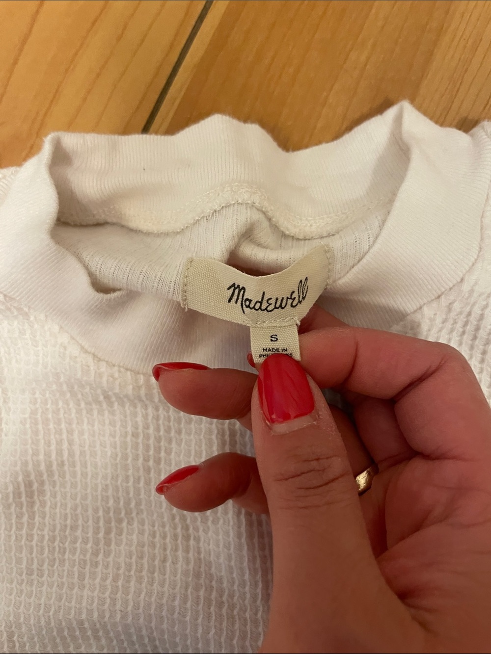 Madewell White Waffle-Knit Crew Tee - Picture 2 of 5